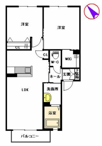 拡大写真:ドエルコート 2階203の間取り