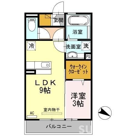 拡大写真:熊本市東区月出2丁目 2階202の間取り