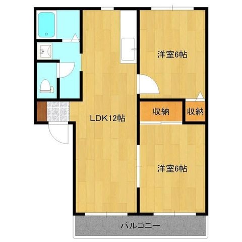 拡大写真:熊本市中央区帯山9丁目 2階202の間取り