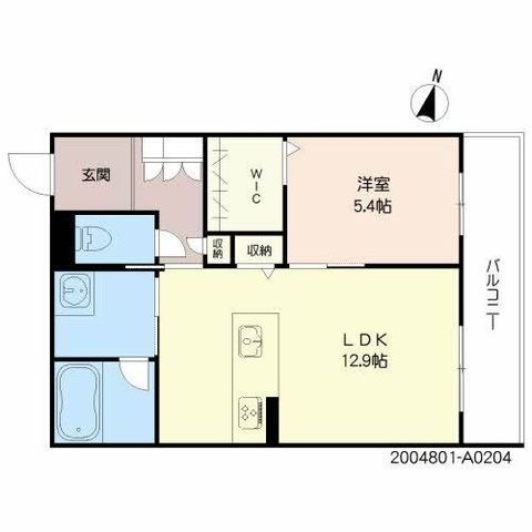 拡大写真:熊本市東区湖東2丁目 2階204の間取り