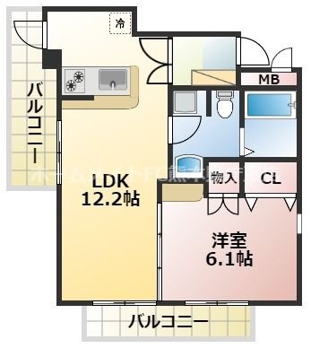拡大写真:熊本市中央区水前寺5丁目 5階502の間取り