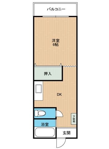 拡大写真:熊本市中央区水前寺6丁目 3階301の間取り