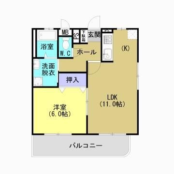 拡大写真:熊本市北区武蔵ケ丘9丁目 1階101の間取り
