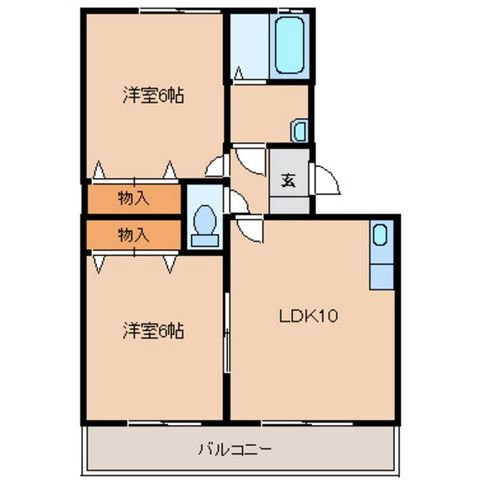 拡大写真:エスポワール長嶺 3階303の間取り