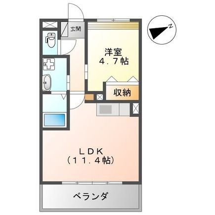 拡大写真:La Vie en rose hill 2階202の間取り