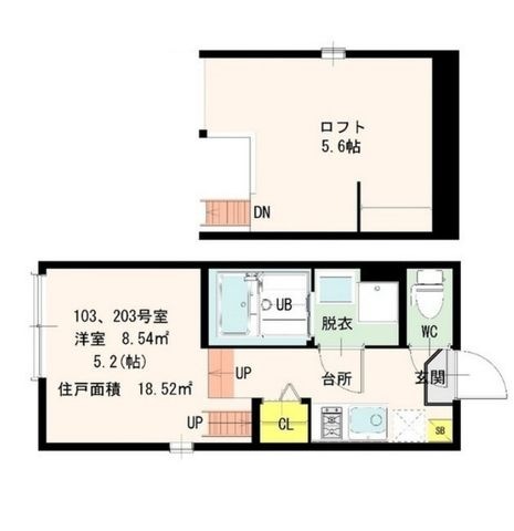拡大写真:FIORIREⅡ 2階203の間取り