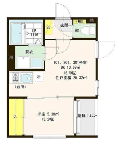 拡大写真:エスペランサ志村 1階101の間取り