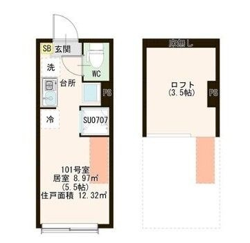 拡大写真：ハーモニーテラス町屋Ⅵ 2階101の間取り