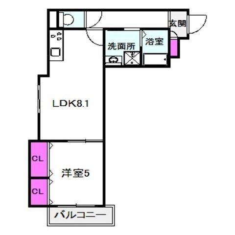 拡大写真：クリエオーレ今市 3階304の間取り