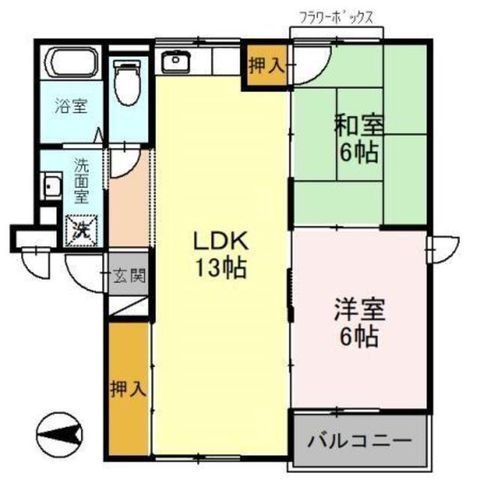 拡大写真:フラワーハイム鶴見 1階102の間取り
