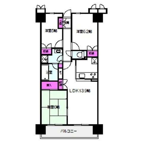 拡大写真:森都OSAKAウエストヴィル 8階825の間取り