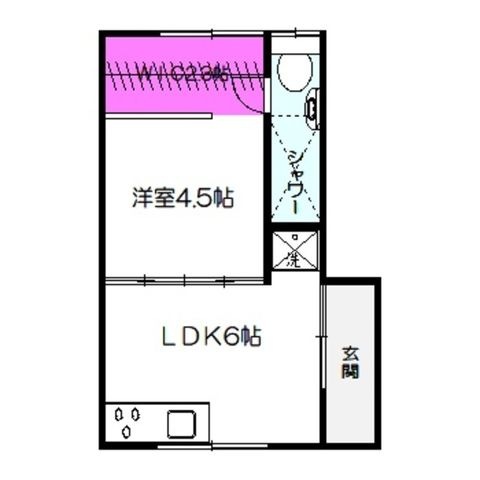 拡大写真:はちふく文化GAMO-4 2階B202の間取り