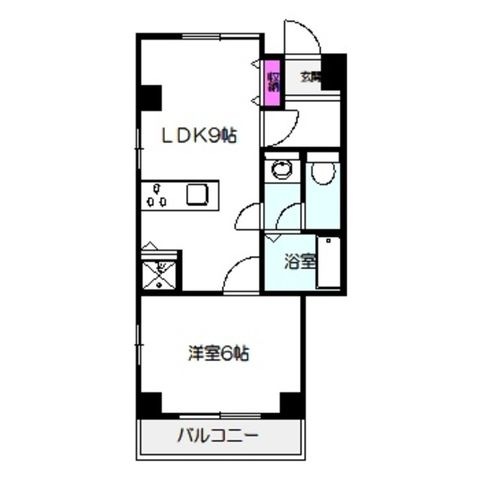 拡大写真:イタニティ太子橋 2階206の間取り