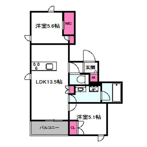 拡大写真:内代レジデンスサウス 2階201の間取り