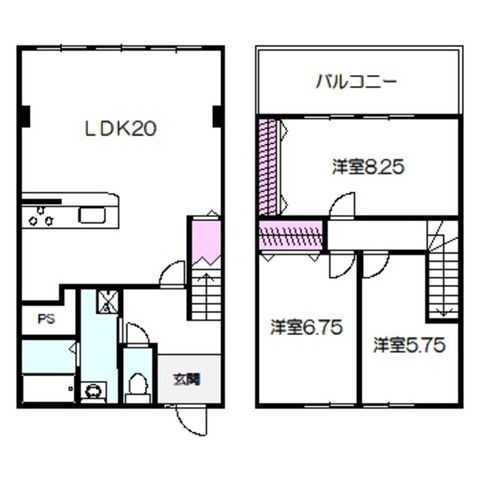 拡大写真:伏尾台2丁目テラスハウス 1階1の間取り