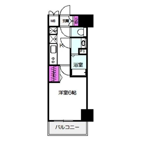 拡大写真：プレサンスOSAKA東中本エシデル 14階1402の間取り