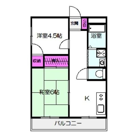 拡大写真:フラワーガーデンkamino 5階503の間取り