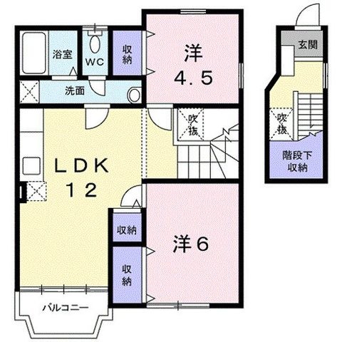 拡大写真:ヴィレッジハウスⅠ 2階201の間取り