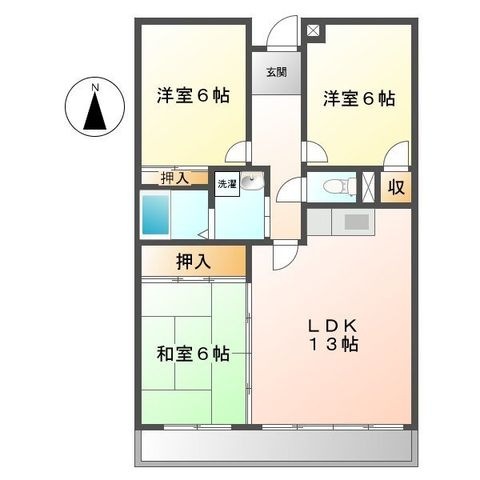 拡大写真:ハイツ平針 4階403の間取り