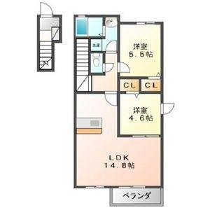 拡大写真:LEGAME(レガーメ) 2階201の間取り
