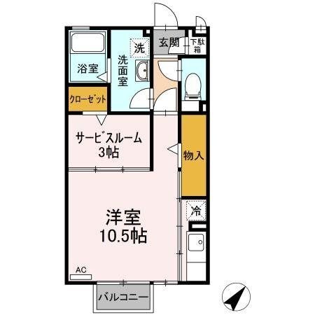 拡大写真：レセンテ鶴が沢 2階203の間取り