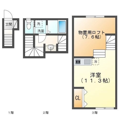 拡大写真:Velo MINAMIODAKA(ヴェロミナミオオダカ) 2階202の間取り