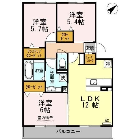 拡大写真:リッシュヴェール 3階302の間取り