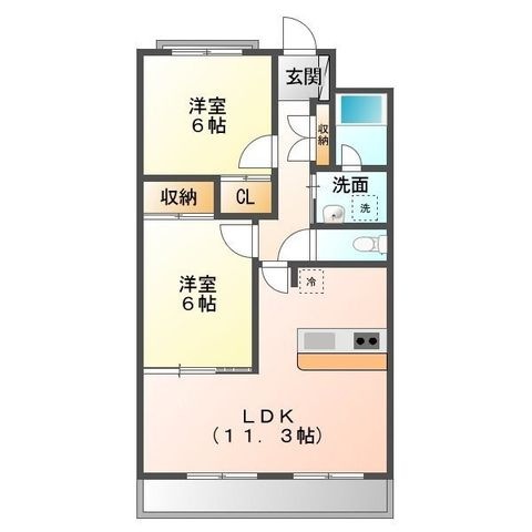 拡大写真:レージュ新栄町 2階205の間取り