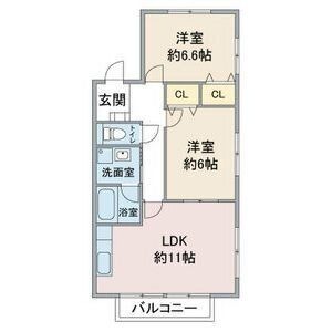 拡大写真:ルースリーリヤ 2階201の間取り