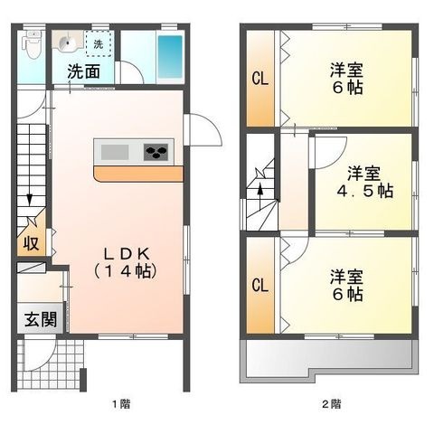 拡大写真:リヴェール荒池 2階Bの間取り
