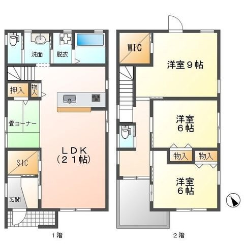 拡大写真:元徳重2丁目戸建 1階K1の間取り