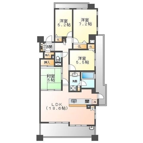拡大写真:グランザ植田本町 2階204の間取り