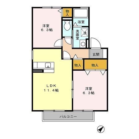 拡大写真:ルミエールセゾンB 1階103の間取り