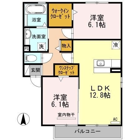 拡大写真:ビューコート 2階201の間取り