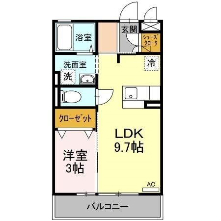 拡大写真:シャモニー 2階202の間取り