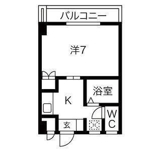 拡大写真:グレース旭 4階407の間取り