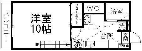 拡大写真：Wiz Box 01 2階202の間取り