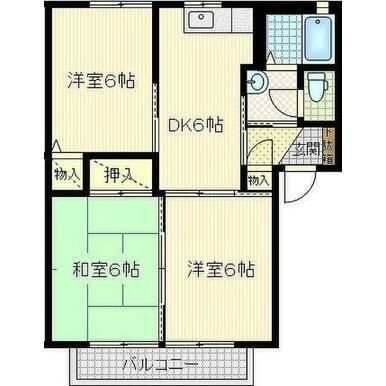 拡大写真:熊本市東区長嶺東4丁目 2階201の間取り