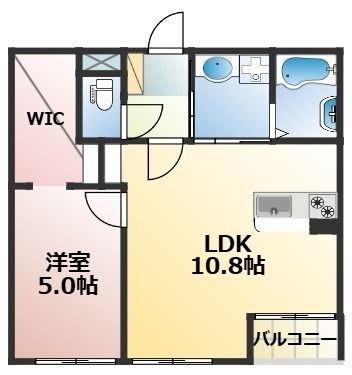 拡大写真:熊本市北区龍田8丁目 2階202の間取り