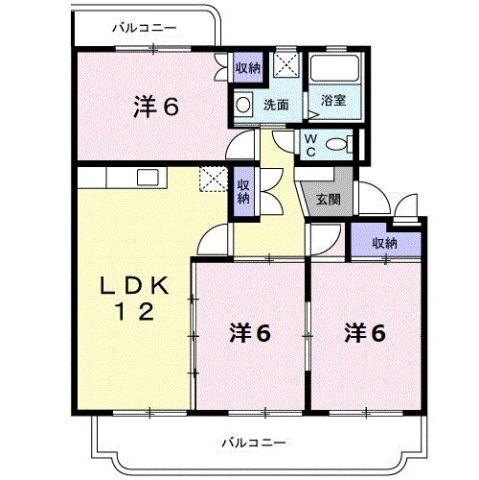 拡大写真:ハーモニー江津B 1階103の間取り