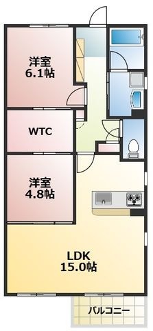 拡大写真:熊本市東区保田窪4丁目 1階302の間取り