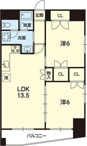 拡大写真:ヒルクレストフォーエス水前寺 5階501の間取り