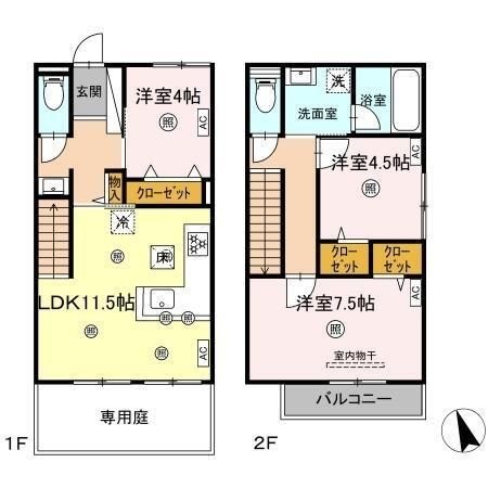 拡大写真:熊本市中央区帯山4丁目 1階102の間取り
