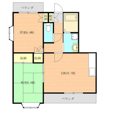 拡大写真:熊本市中央区帯山7丁目 4階405の間取り