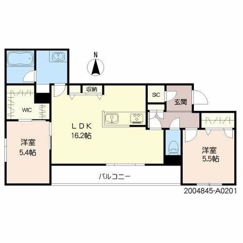 拡大写真:熊本市東区錦ケ丘 2階301の間取り