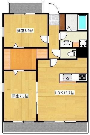 拡大写真:SPRING長嶺南 3階206の間取り