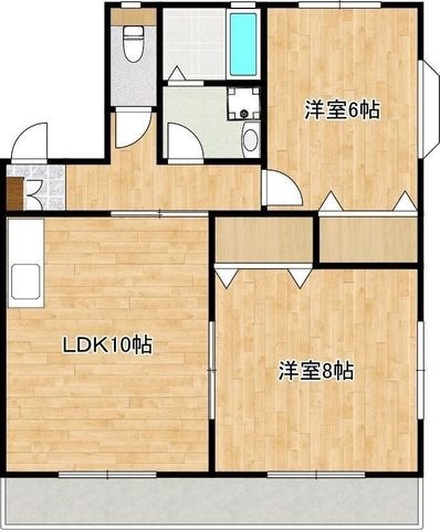 拡大写真:ハイツサンライズC棟 2階201の間取り