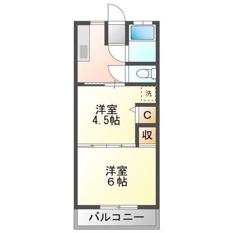 拡大写真:第2青雲荘 2階15の間取り