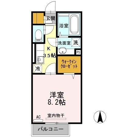 拡大写真:熊本市東区健軍1丁目 2階202の間取り