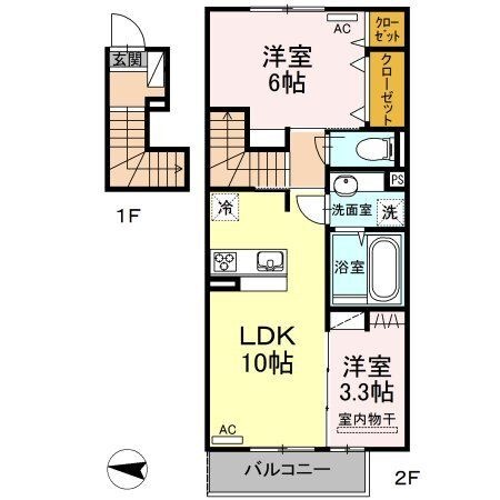 拡大写真：熊本市東区花立５丁目 2階203の間取り